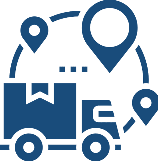 Blue icon of a person wearing a headset with microphone.