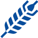 Blue stylized wheat ear icon.