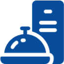 Hotel service bell with a room key card.